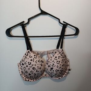 Pink Victorias Secret Push Up Bra With Leopard Print Pattern 36C